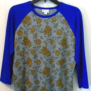 LuLaRoe Disney Randy shirt Kermit and Miss Piggy floral print M NWT